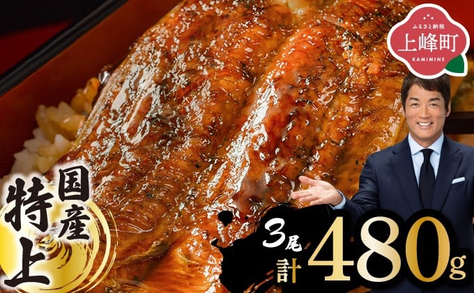 
            【配送時期が選べる】『国産』うなぎ蒲焼 3尾 計480g [B-1125-PE]
          