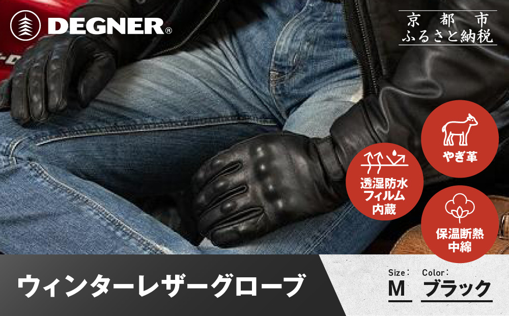 【デグナー】ウィンターレザーグローブ[WG-50]〈ブラック・M〉｜京都 バイクギア 人気ブランド バイク［ 京都 バイク 革製品 ブランド 人気 おすすめ 革 レザー ツーリング ライダー バイカー バイクギア メーカー ギア パーツ お取り寄せ 送料無料 ふるさと納税 ］ 261009_A-JR172VC01A