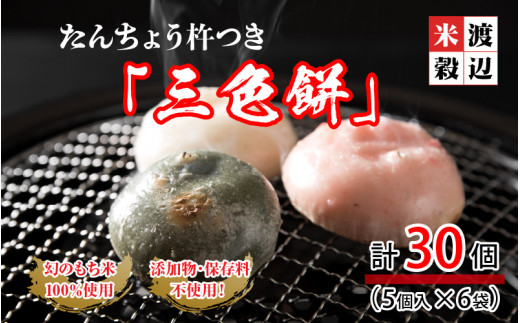 先行予約 たんちょう杵つき「三色餅」5個 × 6パック 計30個 【2026年11月下旬以降順次発送】 特別栽培もち米使用！ ～幻のもち米100％使用～ 【つきたて モチモチ 添加物・保存料不使用 お雑煮 ぜんざい おやつにも 餅 もち おもち お餅 丸もち 福井 坂井市】 [A-2995]