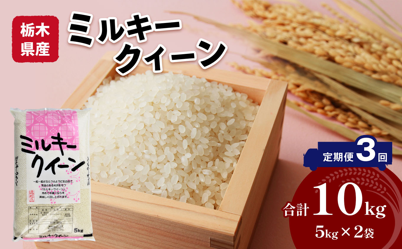 
            【定期便3回】栃木県産 ミルキークイーン  10kg 米 お米 コメ 国産 精米 もちもち 真岡市 栃木県 送料無料
          