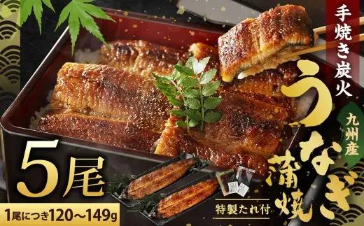 【2026年12月発送】九州産 手焼き 炭火 うなぎ 蒲焼 5尾 計600g以上 (1尾あたり120～149g)