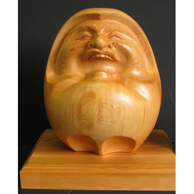 ふるさと納税 高山市 飛騨一位一刀彫　福だるま(中) e109