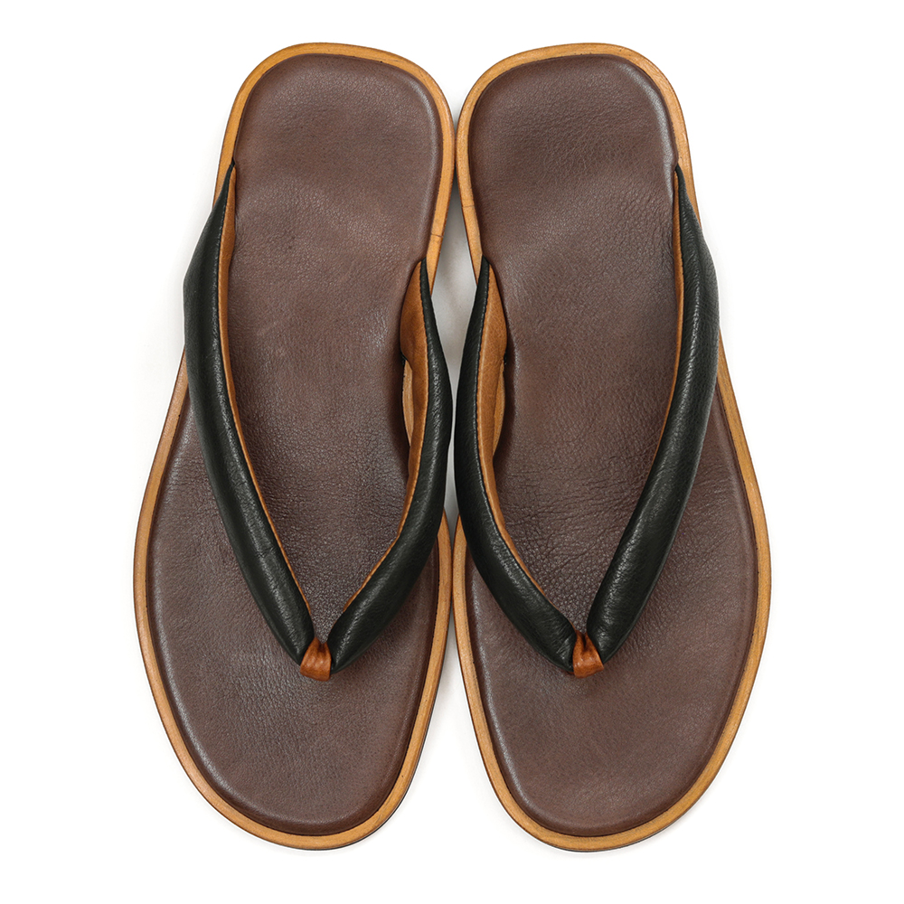 TUっKAKE BR/BL（ブラウン/ブラック）　ユニセックス ファッション 靴 シューズ 栃木レザー つっかけ XL