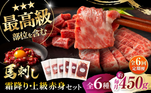 【全6回定期便】「本場・熊本」霜降り馬刺しと赤身の贅沢6種セット 3894 / 馬刺し 熊本馬刺し 熊本 菊陽 ユッケ タレ ヒレ 赤身 醬油 生姜【株式会社フジチク】 [BHAD076]