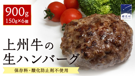 上州牛の生ハンバーグ 冷凍 150g × 6個 小分け パック 嬬恋キャベツ入り [AH060tu]