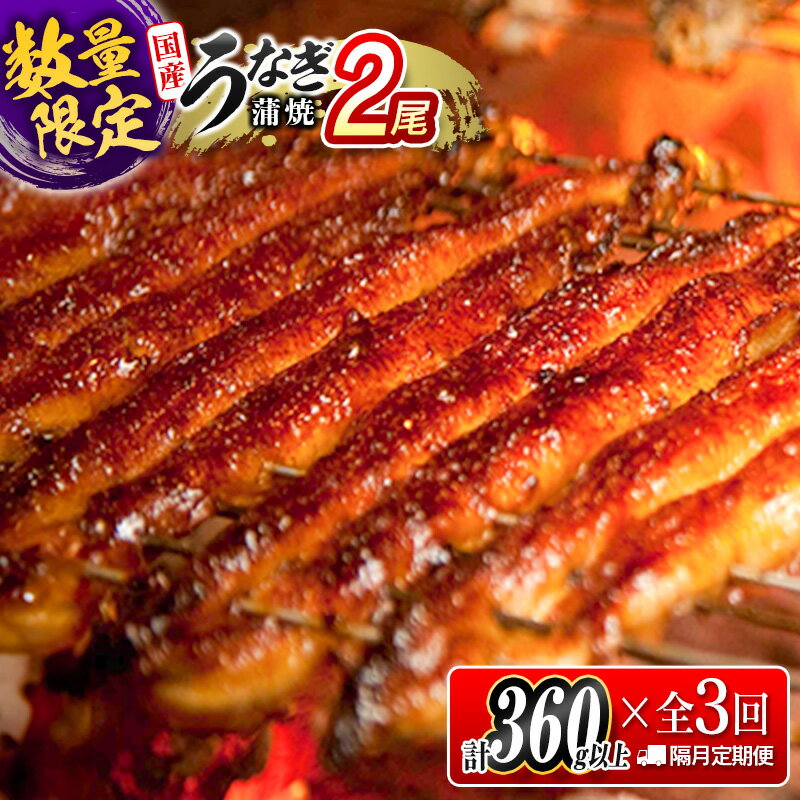 【ふるさと納税】＜数量限定!!＞うなぎ 定期便 国産 鰻 蒲焼 2尾セット 全3回 隔月定期便（合計1kg以上）魚介 贈答品 ギフト ウナギ 期間限定 鰻楽