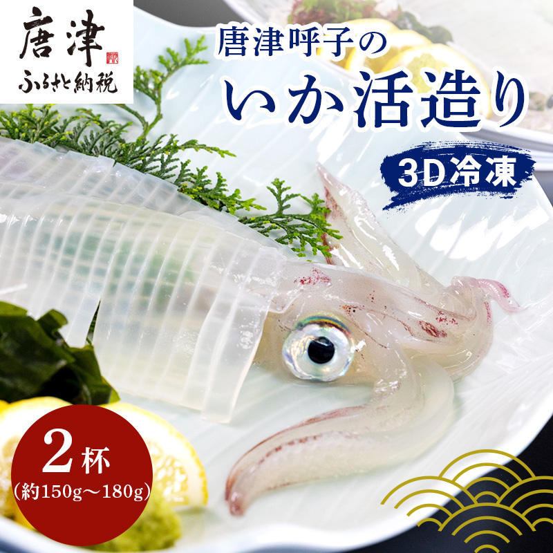 『先行予約』唐津呼子産いか活造り 2杯(約150g～180g×2) 急速冷凍 新鮮そのまま食卓へ！イカ 刺身 簡単 ギフト ※水揚げあり次第7月以降順次発送させていただきます。
