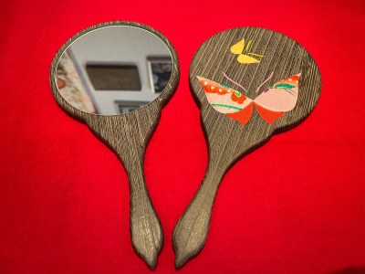 【箱長】手鏡（中） (柄：蝶)