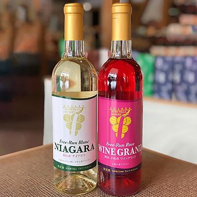 ふるさと納税 小坂町 【小坂七滝ワイナリー】フリーランワインセット(ロゼ・白)<2種×1本>