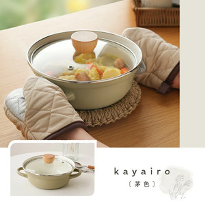 ホーロー両手鍋 20cm　【茅色】（グレージュ） rise015