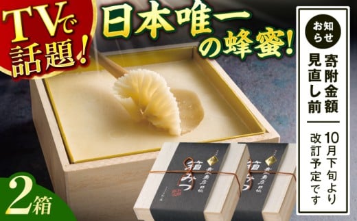 【先行受付 令和7年12月より発送】極箱みつ 2個セット 計800g (400g×2個) 蜂蜜 はちみつ ハチミツ 高級 濃厚 バター ハニー クリーム 箱蜜 蜂蜜 広川町 / 株式会社九州蜂の子本舗 [AFAI014]