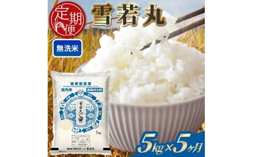 【5回定期便】令和7年産 ［無洗米］雪若丸　5kg×5回(計25kg) SM0054