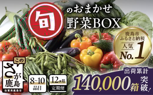 
            【定期便12ヶ月】旬のおまかせ野菜BOX 定期便 詰め合わせ 【8～10品目】 野菜 果物 旬 定番 セット 詰め合わせ じゃがいも 人参 大根 白菜 小松菜 レンコン サトイモ キャベツ ほうれん草 リーフサニー 水菜 きのこ レタス アスパラガス 等 ふるさと納税 佐賀県 鹿島市 H-13
          