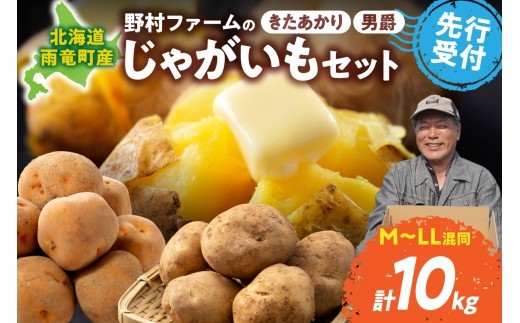 2026年9月中旬～発送 北海道産 じゃがいも食べ比べセット 「きたあかり・男爵」 10kg  ジャガイモ 芋 いも 秋野菜 季節の野菜 直送農場 北海道雨竜町産 サイ U012-0006ズ混同 野菜