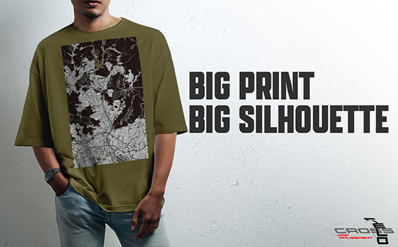 【川西】地図柄ビッグシルエットTシャツ（シティーグリーン）XLサイズ KWNN101