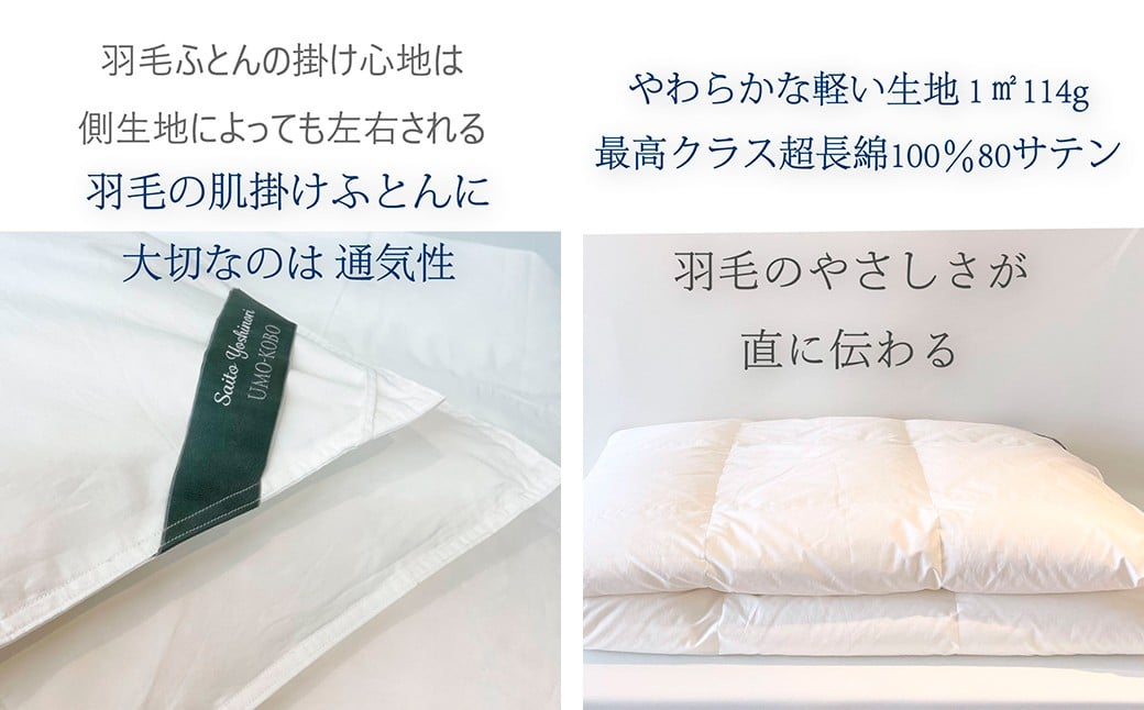 羽毛肌掛け布団 シングル 清潔な羽毛 ポーランドホワイトグース90％ 0.4kg入り
