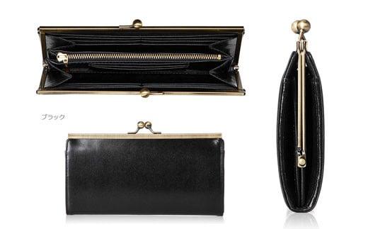 005-89　【ダークブラウン】牛革がま口ロングウォレットItaly Leather