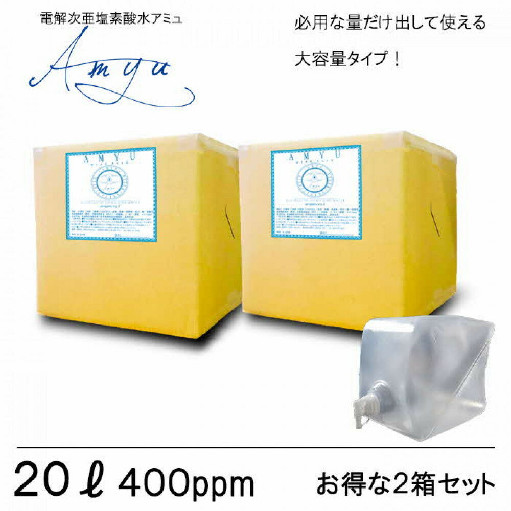 【ふるさと納税】電解次亜塩素酸水　 400ppm　【20LBOX　2個セット】　除菌・消臭 | 電解次亜塩素酸水 除菌 消臭 2.5L 2個 掃除 衛生 アクアフレックス ふるさと納税 出雲市