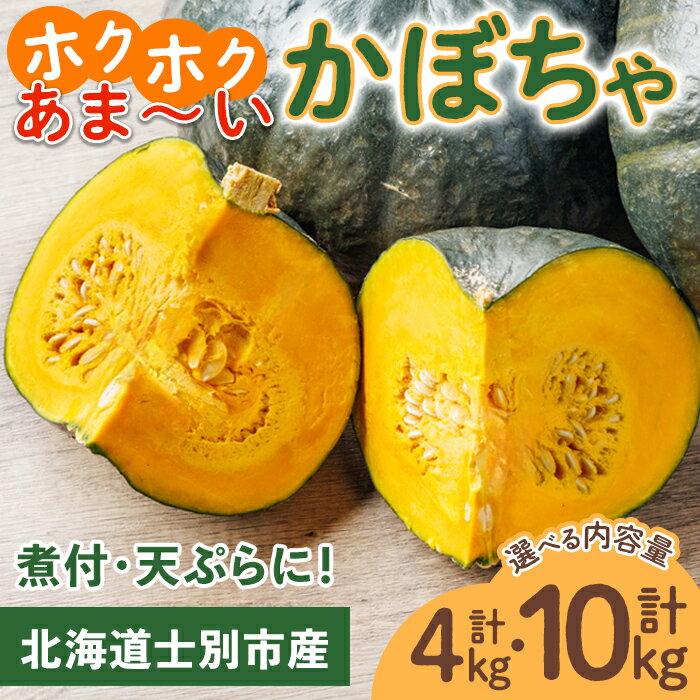 【ふるさと納税】＜内容量が選べる＞北海道士別産 かぼちゃ(計4kg・計10kg)【9月下旬以降　準備ができ次第順次発送】北海道産 国産 カボチャ 南瓜 野菜 煮物 サラダ 天ぷら 甘い 味覚の秋 【吉方農園】