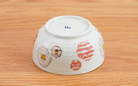 【波佐見焼】 フラワー 麺どんぶり 赤 1点 丼ぶり【団陶器】[PB131]