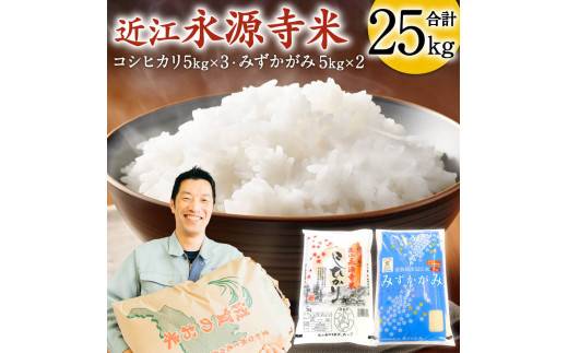 近江永源寺米食べ比べセット 計25kg 株式会社カネキチ 滋賀県 東近江市 H09 米 食べ比べ セット コシヒカリ みずかがみ 25kg 滋賀県産 白米