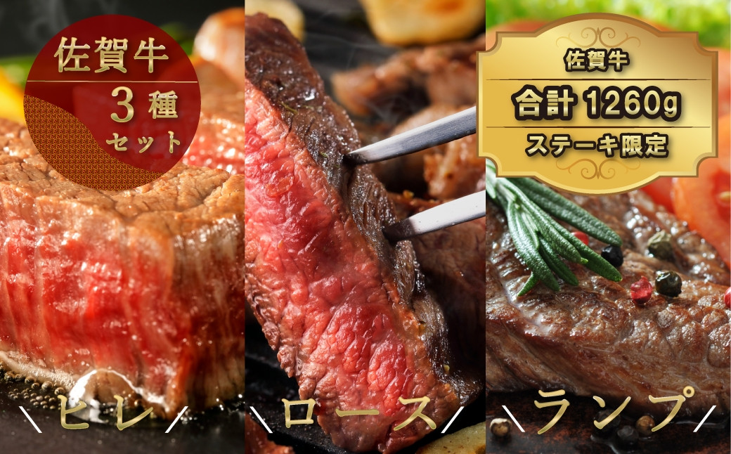 
            【TB：ひれ肉240g付】佐賀牛ステーキ3種セット（ひれ・ロース・ランプ）
          