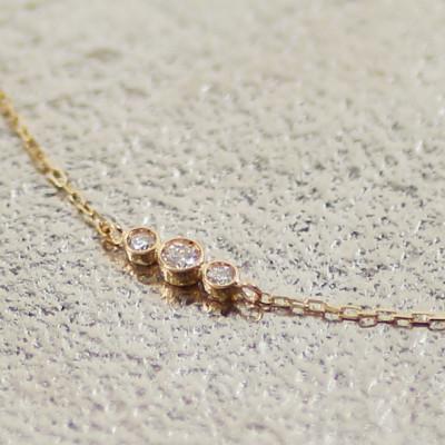 ふるさと納税 大津市 【18金 ラボダイヤネックレス 0.315ct】60cm ステーションペンダント 大人アクセ K18 |  | 02