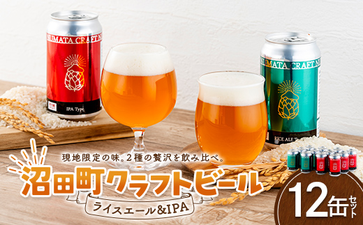 沼田町クラフトビール飲み比べセット IPA ライスエール 12缶（各種6缶） 地ビール ビール 酒 アルコール アルコール飲料 沼田町 北海道 n-0267