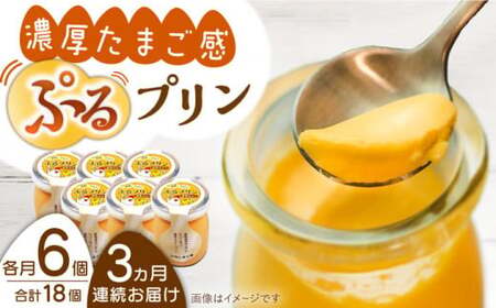 【全3回定期便】【卵が濃い！】たまごやさんのぷるプリン (濃厚仕立て) 6個入/回【ぷるたま工房】[QBB002]