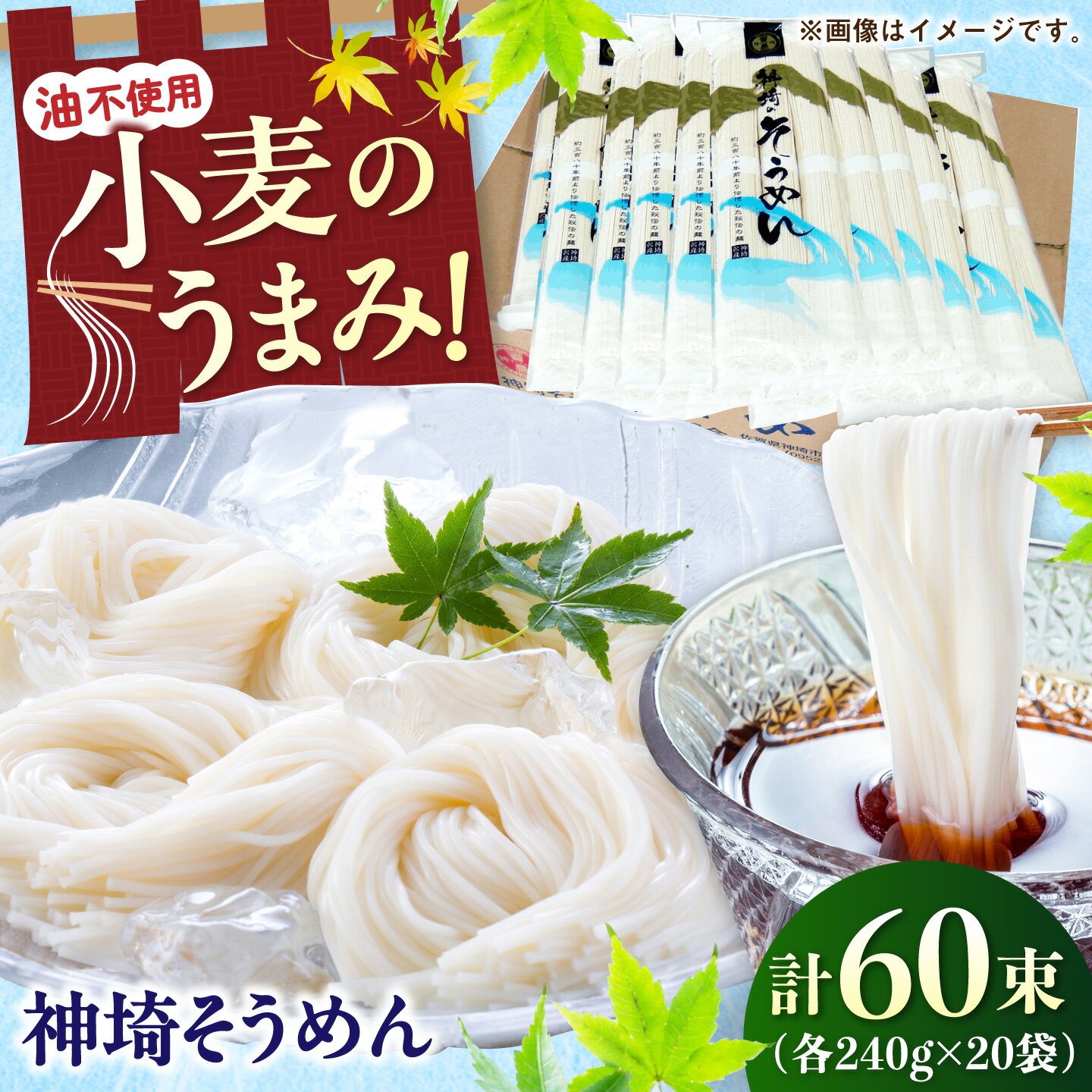 【ふるさと納税】神埼そうめん 4.8kg（240g×20束） / そうめん 素麺 麺 乾麺 神埼 ギフト 贈り物 / 佐賀県 / 神埼そうめん協同組合[41AJAD003]