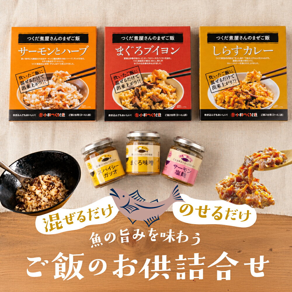 【ふるさと納税】 混ぜご飯の素 魚のほぐし身・おかず調味料「お魚キッチン」詰め合わせセット　小林つくだ煮 3種セットマグロ サーモン カツオ つくだ煮 おかず ふりかけ ご飯のお供 詰め合わせ 小分け ギフト 贈答 プレゼント お中元 お歳暮 惣菜 愛知県 豊橋市