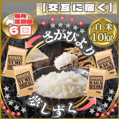 ふるさと納税 江北町 【毎月定期便】食べ比べ白米10kg(さがびより・夢しずく)(江北町)全6回