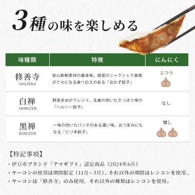 ふるさと納税 伊豆市 修善寺 生 ぎょうざ 3種 食べくらべ セット 餃子 (冷凍) 60個 |  | 02