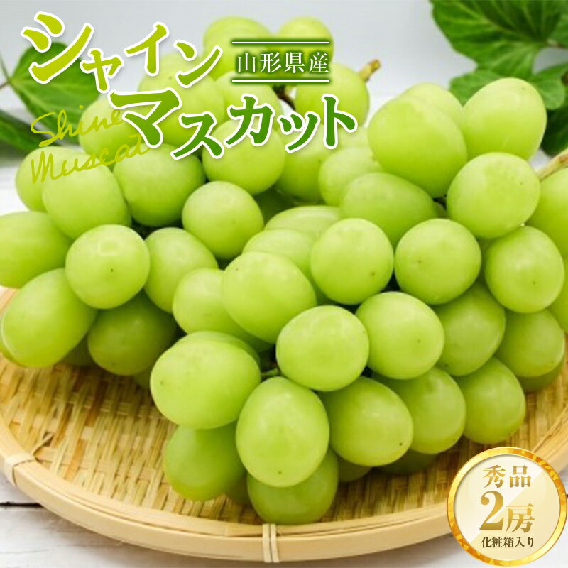 【ふるさと納税】《2025年先行予約》山形県産 シャインマスカット 秀品 2房入り （約1.4kg） 化粧箱 マスカット ぶどう ブドウ 葡萄 デザート フルーツ 果物 くだもの 果実 食品 山形県 FSY-0825