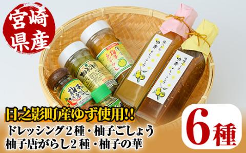 日之影産柚子のドレッシングと香辛料のセット(全6種)柚子胡椒 ゆず胡椒 唐辛子 調味料【MU009】【日之影町村おこし総合産業(株)】