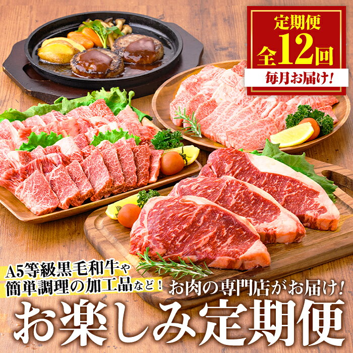 【ふるさと納税】＜定期便・全12回(連続)＞お楽しみ！大人気の返礼品定期便(全12回・ステーキ、ハンバーグ、ローストビーフなど)牛肉 黒毛和牛 和牛 ステーキ すき焼き しゃぶしゃぶ 焼肉 BBQ キャンプ 定期便 頒布会 A5 冷凍 ギフト 贈答 コンシェルジュ【カミチク】