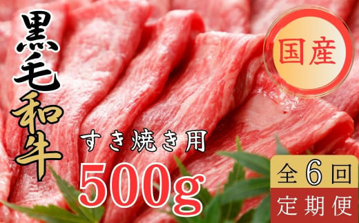 【定期便６回】くまもと黒毛和牛 すきやき用　500ｇ 黒毛和牛 すき焼き すきやき