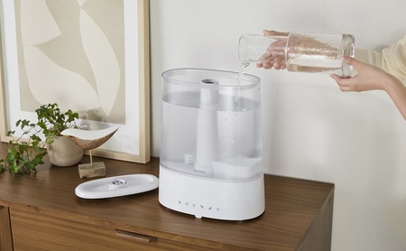 上給水超音波ハイブリッド加湿器 AHM-HUT55A-W ホワイト 加湿器 アイリスオーヤマ ハイブリット加湿器 卓上 おしゃれ 6L ハイブリット式 オフィス 寝室 上から給水 上部給水 タンク付き