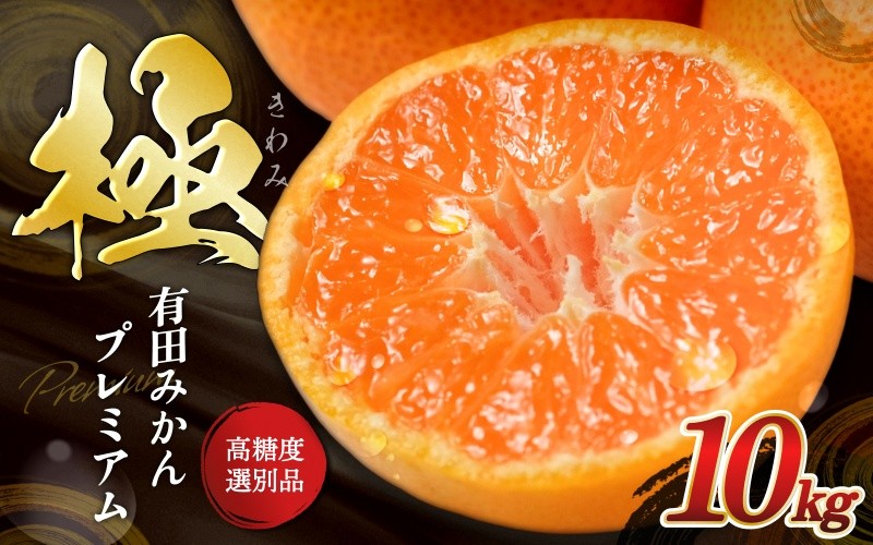 
                  ＼光センサー選別／極 有田みかんプレミアム 10kg【選りすぐりの上位20％をお届け】2S～Lサイズ 有機質肥料100% ※2026年11月～2027年1月に順次発送予定※北海道・沖縄・離島への配送不可/ミカン 蜜柑 柑橘 フルーツ くだもの 果物 温州 有田 甘い 高級 贈答品 贈り物 新鮮 10kg 12月 【nuk156D】
                