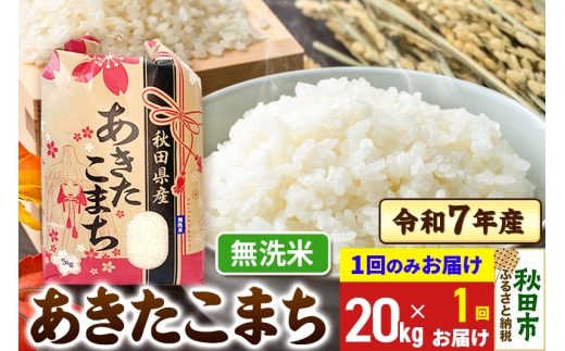 あきたこまち 20kg(5kg×4袋) 【1回のみお届け】 令和7年産 【無洗米】秋田県産