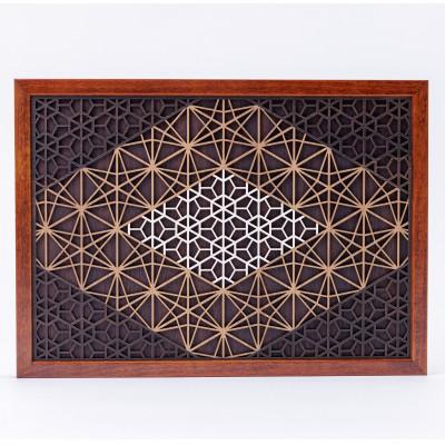 ふるさと納税 大川市 オリジナル和柄アートフレーム「happinessシリーズ　菱形mini」額色・ブラウン |  | 01