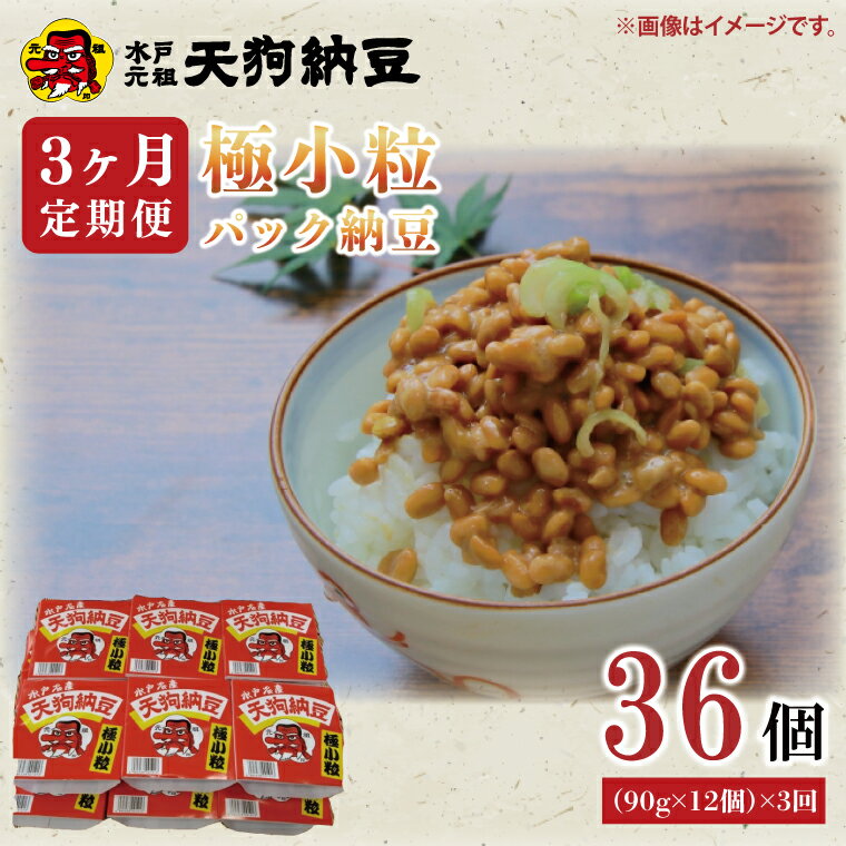 【ふるさと納税】【3ヶ月定期便】【天狗納豆】極小粒パック納豆90g　12個入 ×3回【納豆 なっとう 老舗 極小粒 大豆 朝食 ご飯 水戸市 水戸 茨城県 20000円以内 2万円以内】（DQ-9）