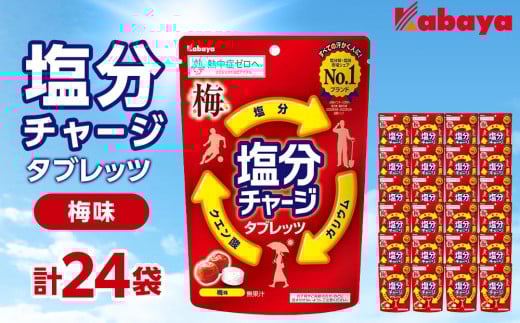 
            カバヤ　塩分チャージタブレッツ 梅味 24袋【熱中症対策 塩分補給 ミネラル補給 夏バテ防止 カリウム 塩分タブレット 塩分 飴 タブレット 夏 岡山県 岡山市 おすすめ 人気 】
          