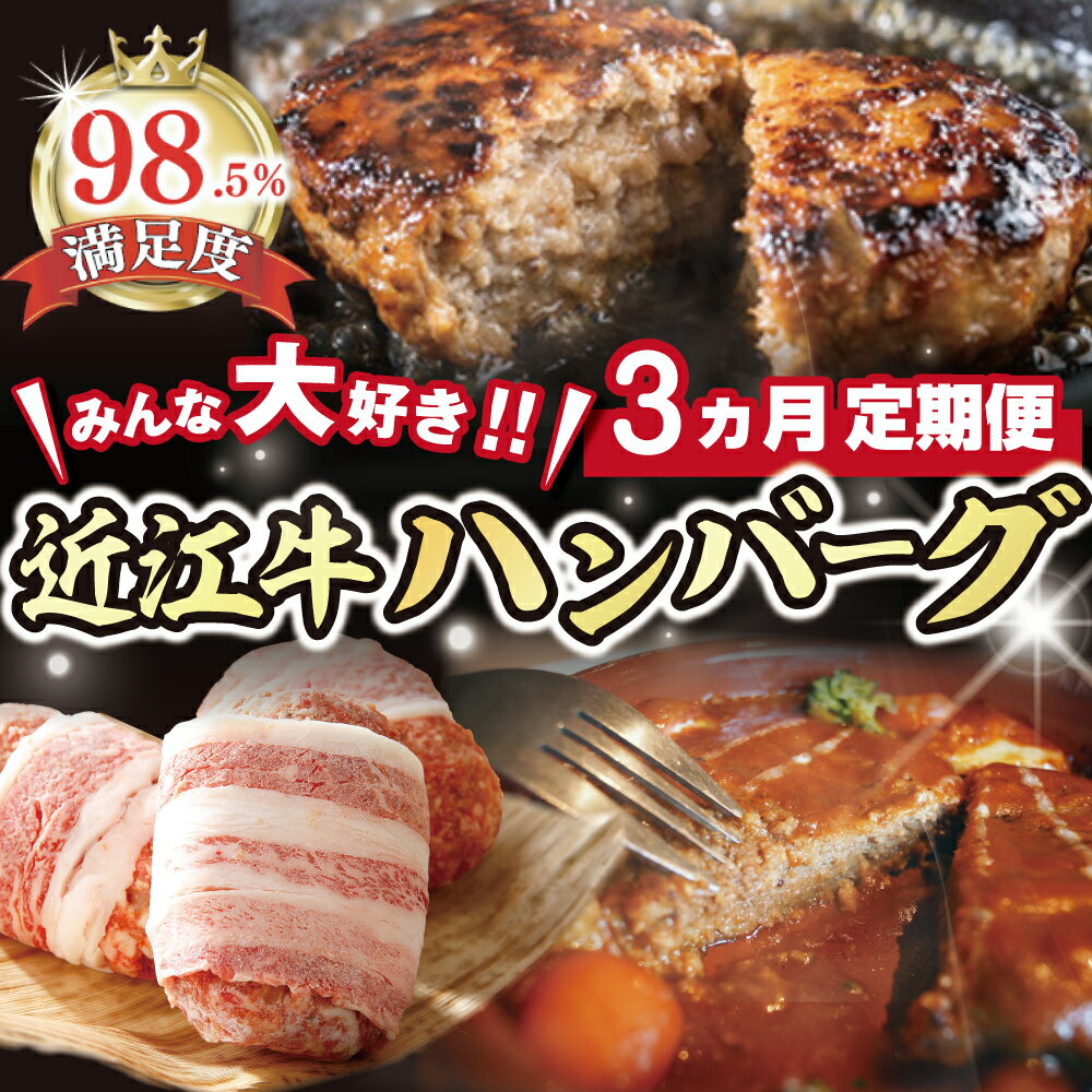【ふるさと納税】【期間限定】みんな大好き　ハンバーグ定期便 3か月 国産 牛肉 近江牛 ブランド牛 日本三大和牛 ハンバーグ 各回5～6個入り 冷凍