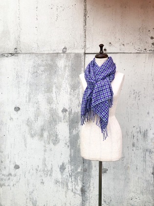 ito to iro 手染め・手織り仕上「ストール」メリノウール100% タータンチェックストール③