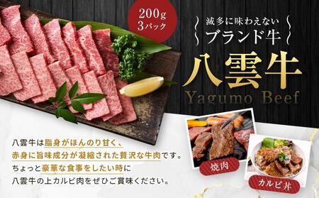 八雲牛 焼肉上カルビ 総重量600g (200g×3パック) 【 肉 お肉 にく 牛 牛肉 上カルビ 焼き肉 焼肉 600g 200g×3パック 食品 グルメ お取り寄せ お取り寄せグルメ 人気 おす