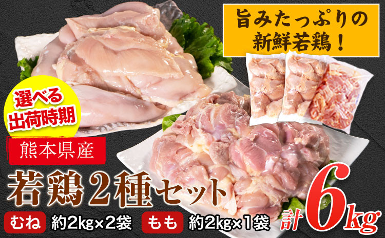 
鶏肉 熊本県産 若鶏 むね肉 約2kg×2袋/もも肉 約2kg×1袋 計3袋(1袋あたり約300g×7枚前後) 肉 小分け 焼鳥 焼肉 バーベキュー たっぷり大満足！計6kg！《30日以内に出荷予定(土日祝除く)》
