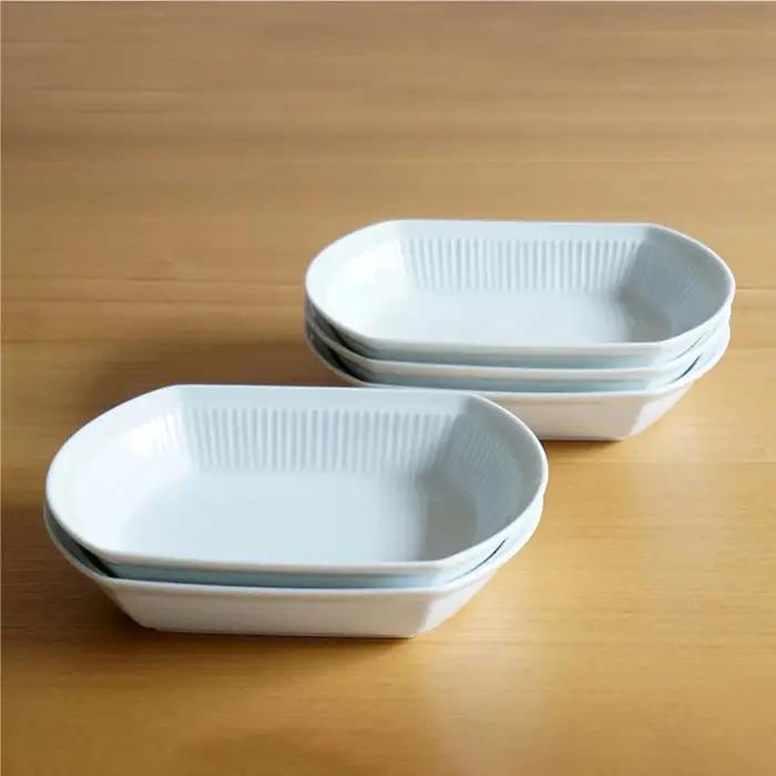 【白山陶器】【美しいレリーフ模様】よしず彫 煮付鉢 5ピース 白磁 食器 小鉢 【波佐見焼】 [TA77] 波佐見焼