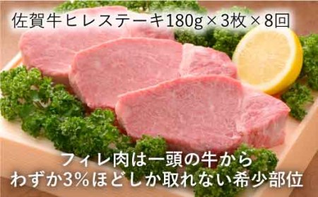 【全8回定期便】佐賀牛ヒレステーキ＆ロースステーキ 総計9.12kg 吉野ヶ里町/石丸食肉産業 佐賀牛 牛肉 肉 国産 ブランド牛 ヒレ ロース ステーキ [FBX022]