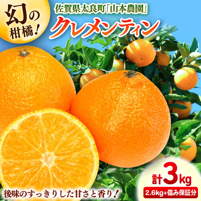 【ふるさと納税】【2026年12月中旬以降発送】クレメンティン 計3kg（2.6kg＋400g傷み保証分）3S-Mサイズ / みかん ミカン 佐賀みかん / 佐賀県 / 山本農園 [41ATBT007]